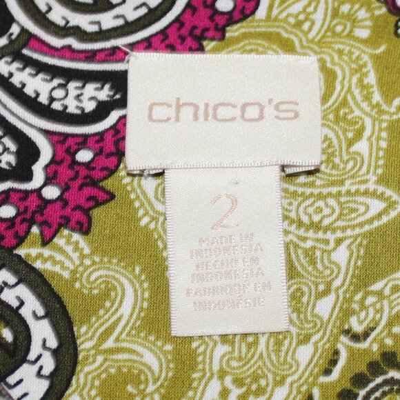 Chico's Paisley Top with V-neck and Puff Sleeves - Picture 8 of 8